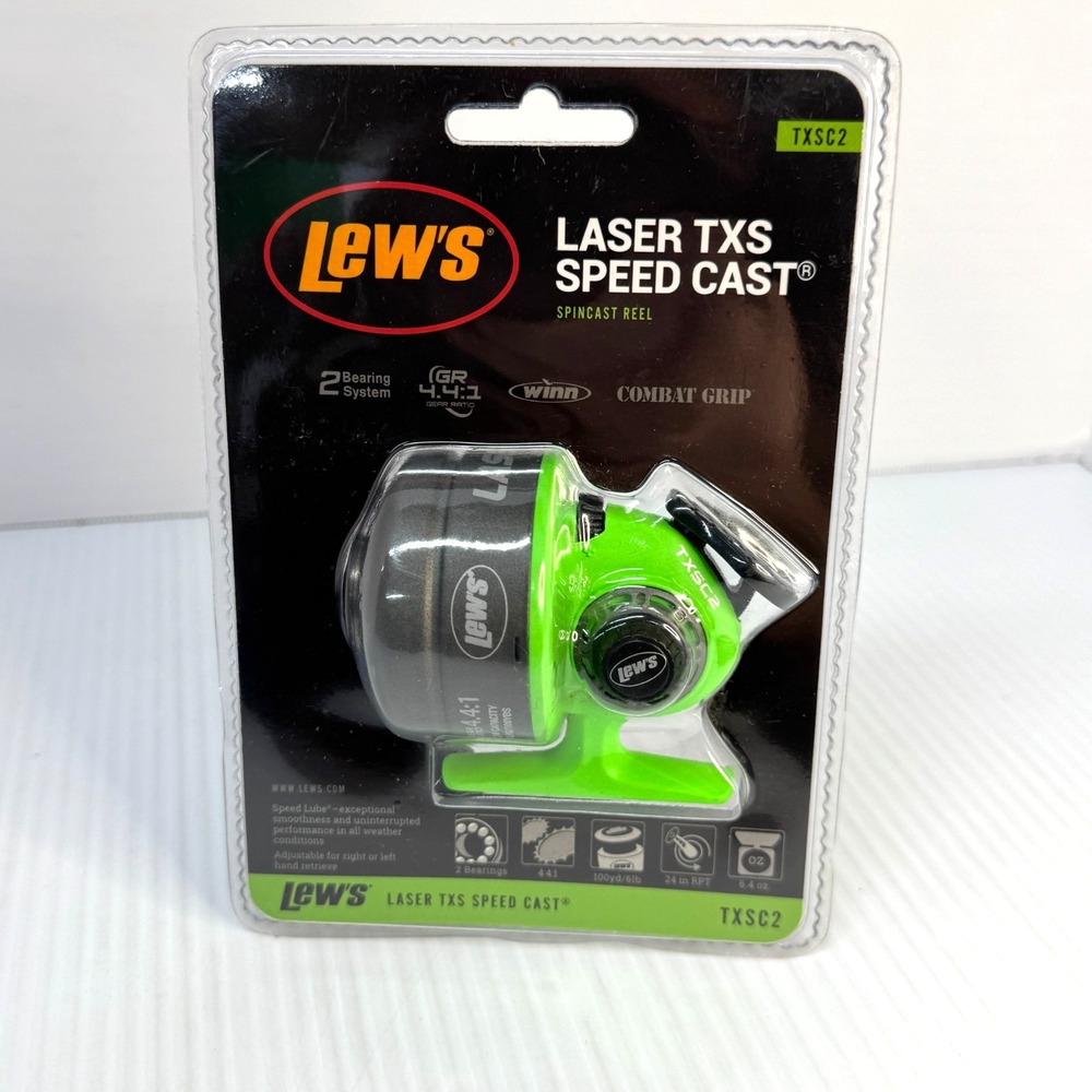 lews Laser TXSC 2 Speedcast Fishing Reel  Spincast NIB Closed Face Push Button